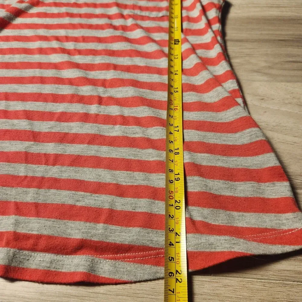 Forever 21 Tank Top‎ Womens Small Coral Gray Striped Pocket Sleeveless Casual